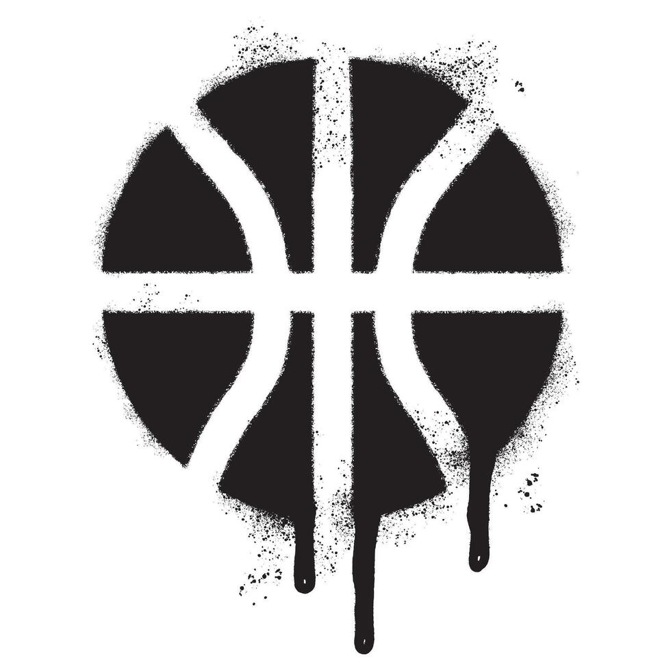 Spray Painted Graffiti Basketball icon Sprayed isolated with a white background. vector