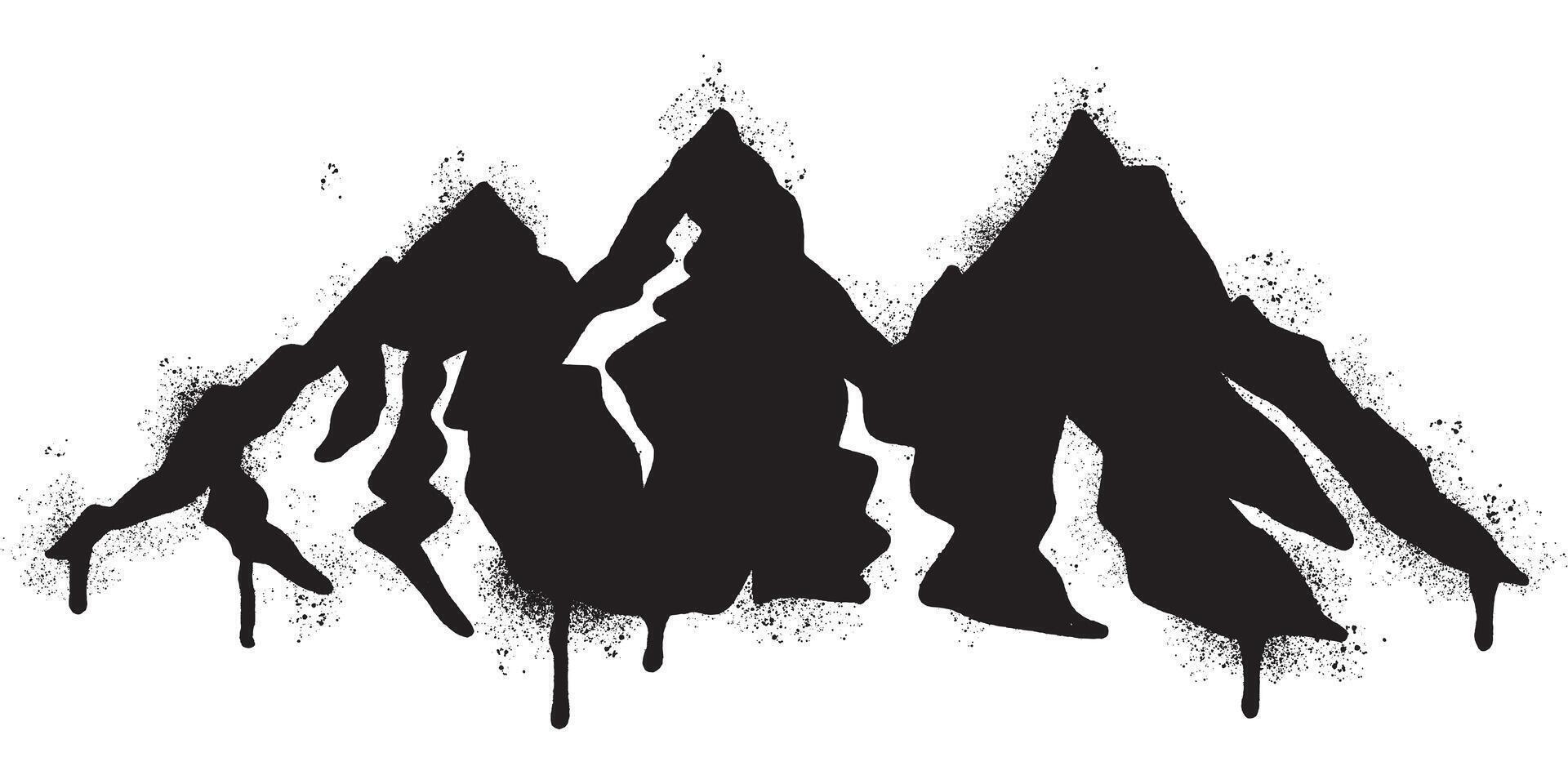 Spray Painted Graffiti mountain icon Sprayed isolated with a white background. graffiti volcano with over spray in black over white. vector