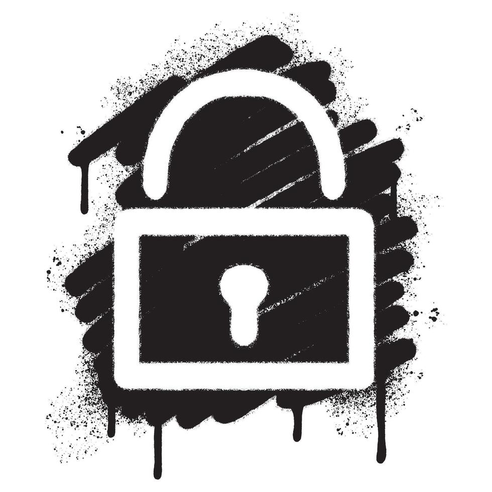 Spray Painted Graffiti padlock icon Sprayed isolated with a white background. vector