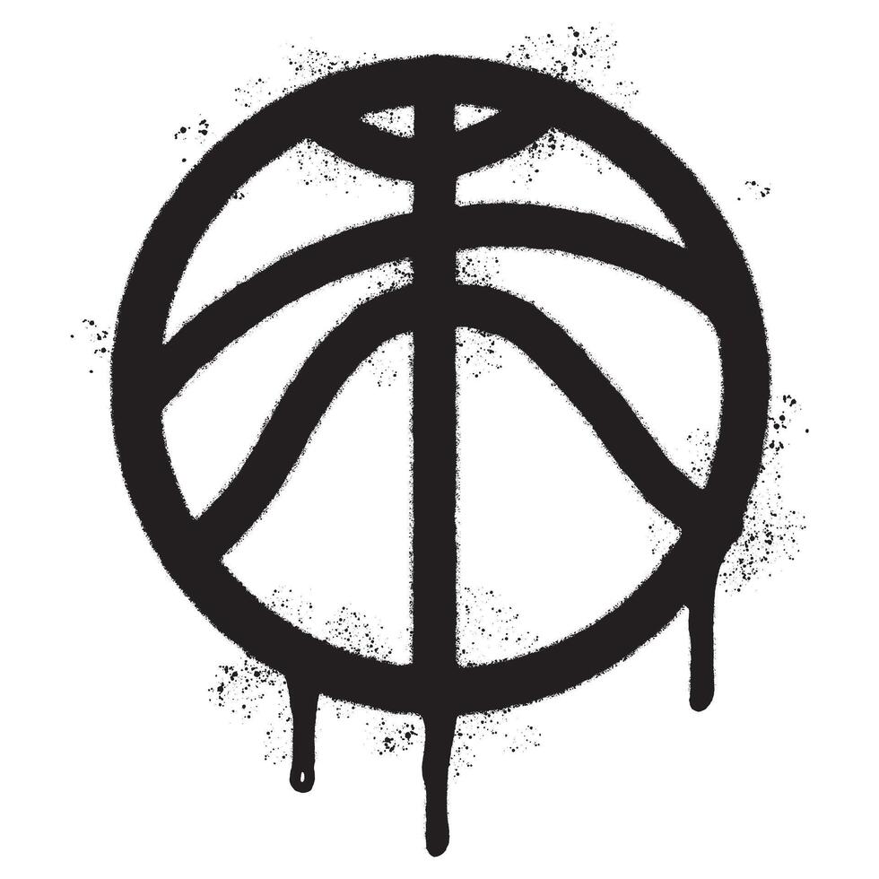 Spray Painted Graffiti Basketball icon Sprayed isolated with a white background. vector