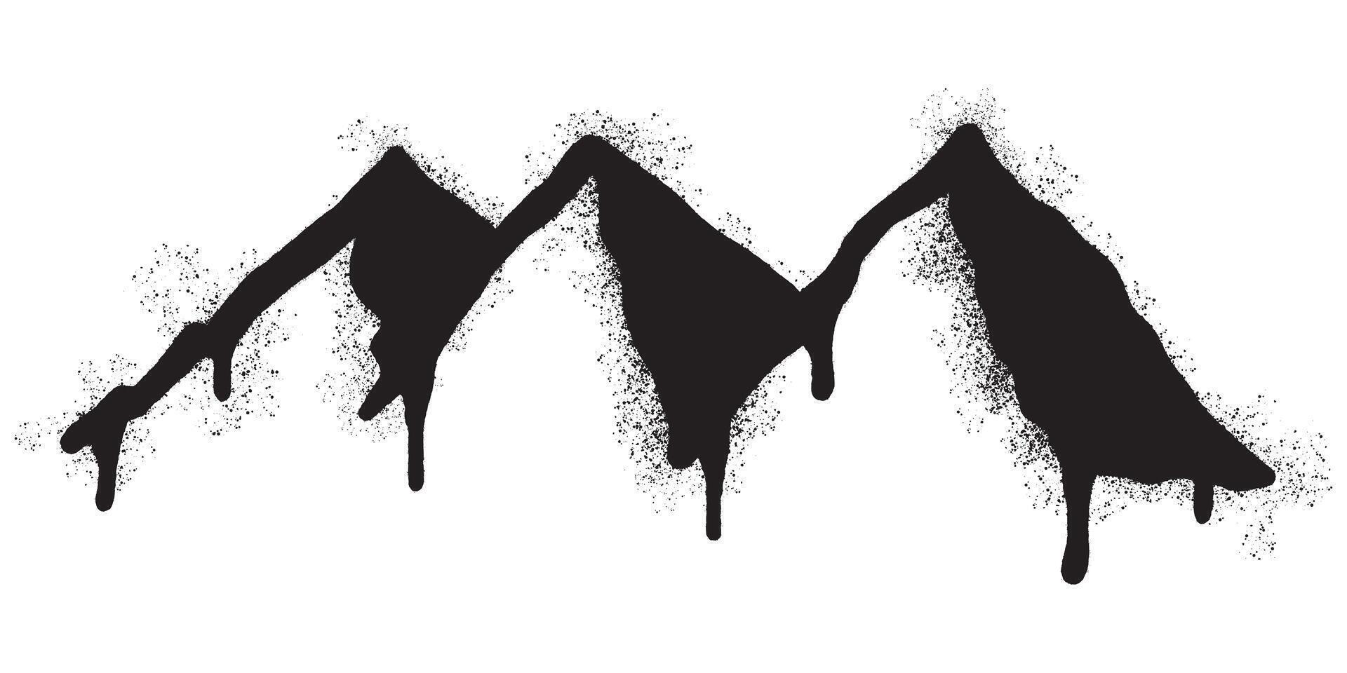 Spray Painted Graffiti mountain icon Sprayed isolated with a white background. graffiti volcano with over spray in black over white. vector