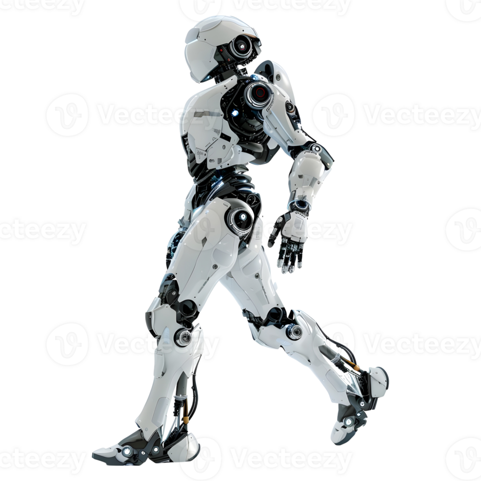 AI generated 3D Rendering of a Walking Humanoid Robot on Transparent Background - Ai Generated png