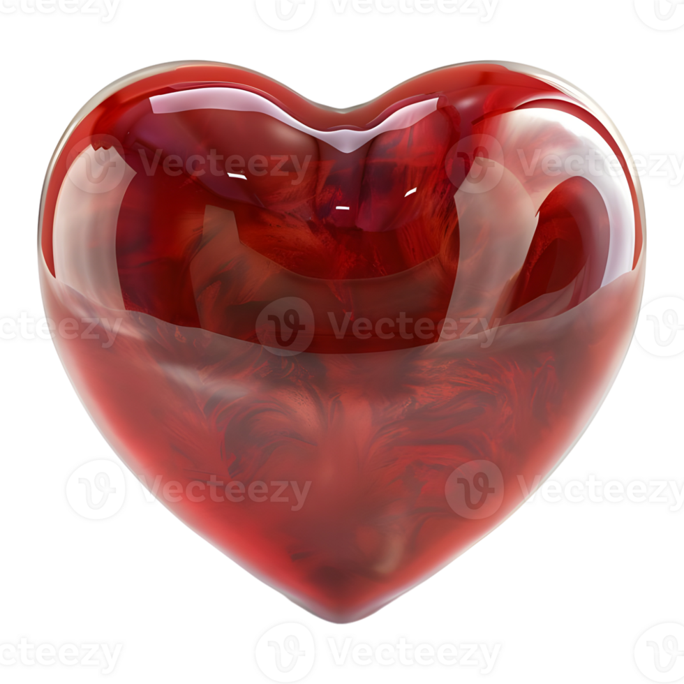 AI generated 3D Rendering of a Red Love Heart on Transparent Background - Ai Generated png