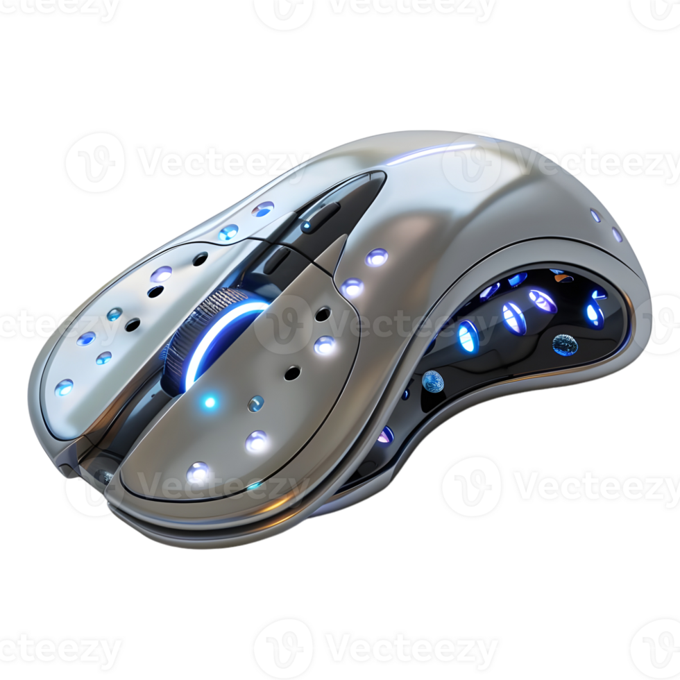 AI generated 3D Rendering of a Futuristic Computer Mouse on Transparent Background - Ai Generated png