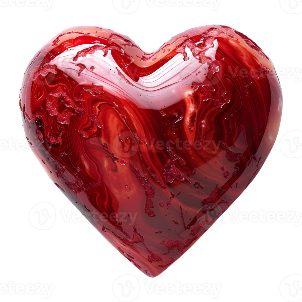 AI generated 3D Rendering of a Red Love Heart on Transparent Background - Ai Generated png