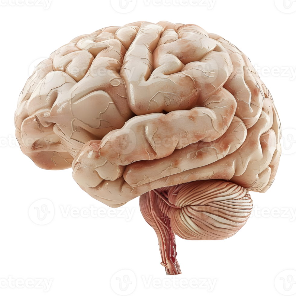 ai generado 3d representación de un humano cerebro en transparente antecedentes - ai generado png