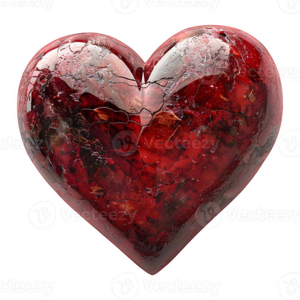 AI generated 3D Rendering of a Red Love Heart on Transparent Background - Ai Generated png