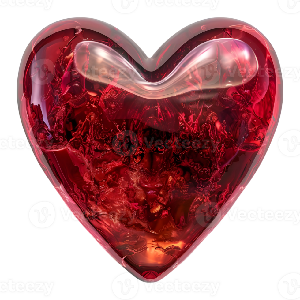 AI generated 3D Rendering of a Red Love Heart on Transparent Background - Ai Generated png