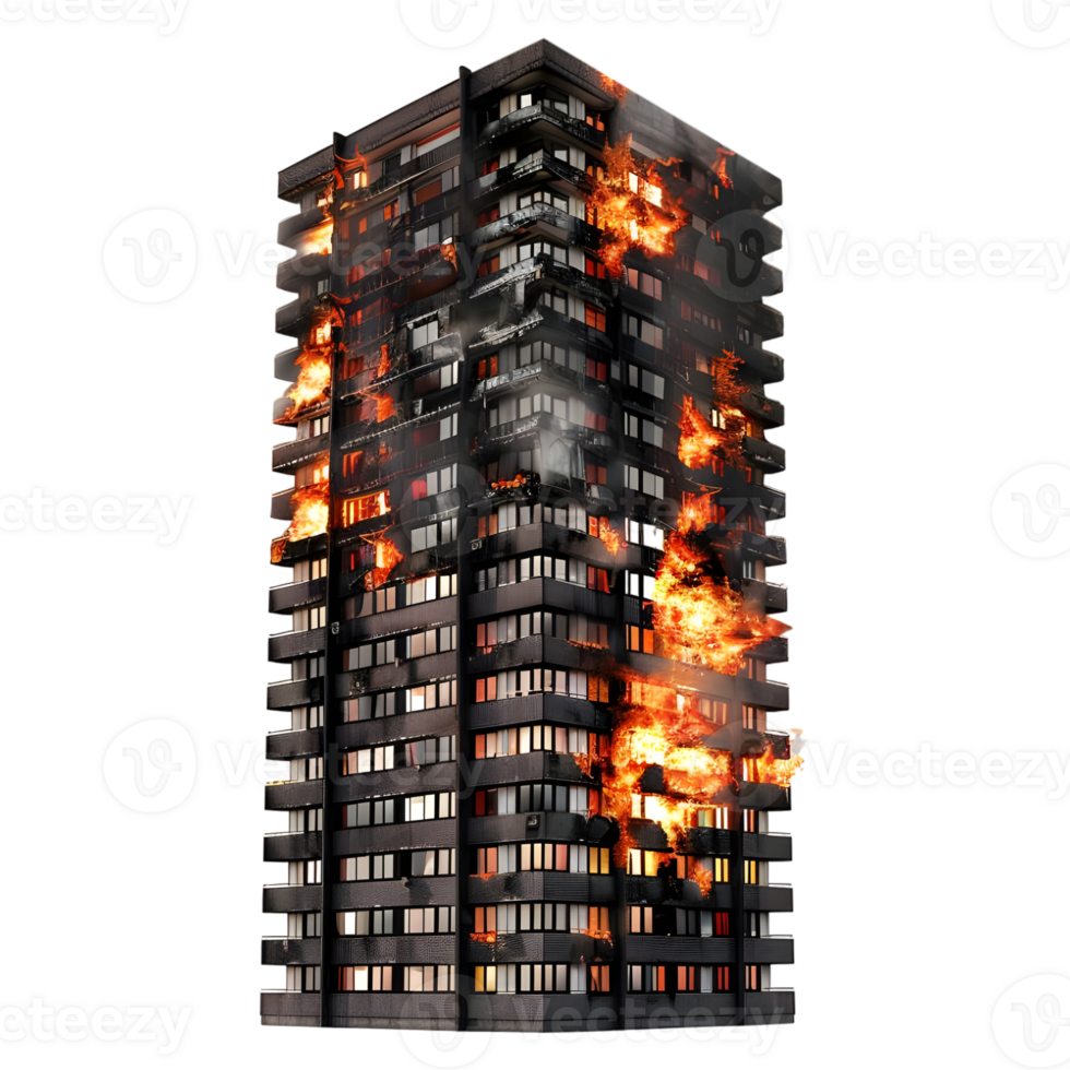 AI generated 3D Rendering of a Fire in a Building on Transparent Background - Ai Generated png
