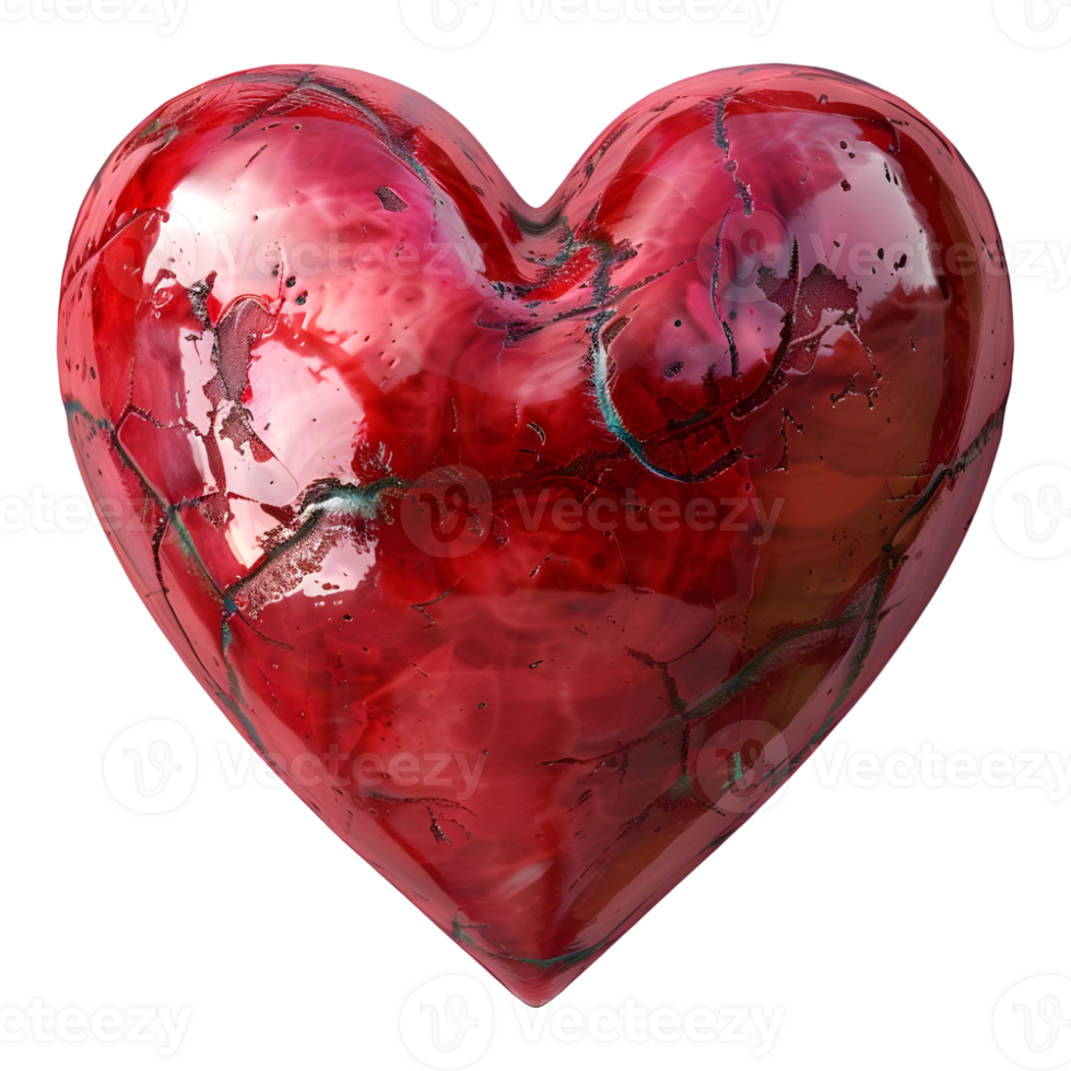 AI generated 3D Rendering of a Red Love Heart on Transparent Background - Ai Generated png
