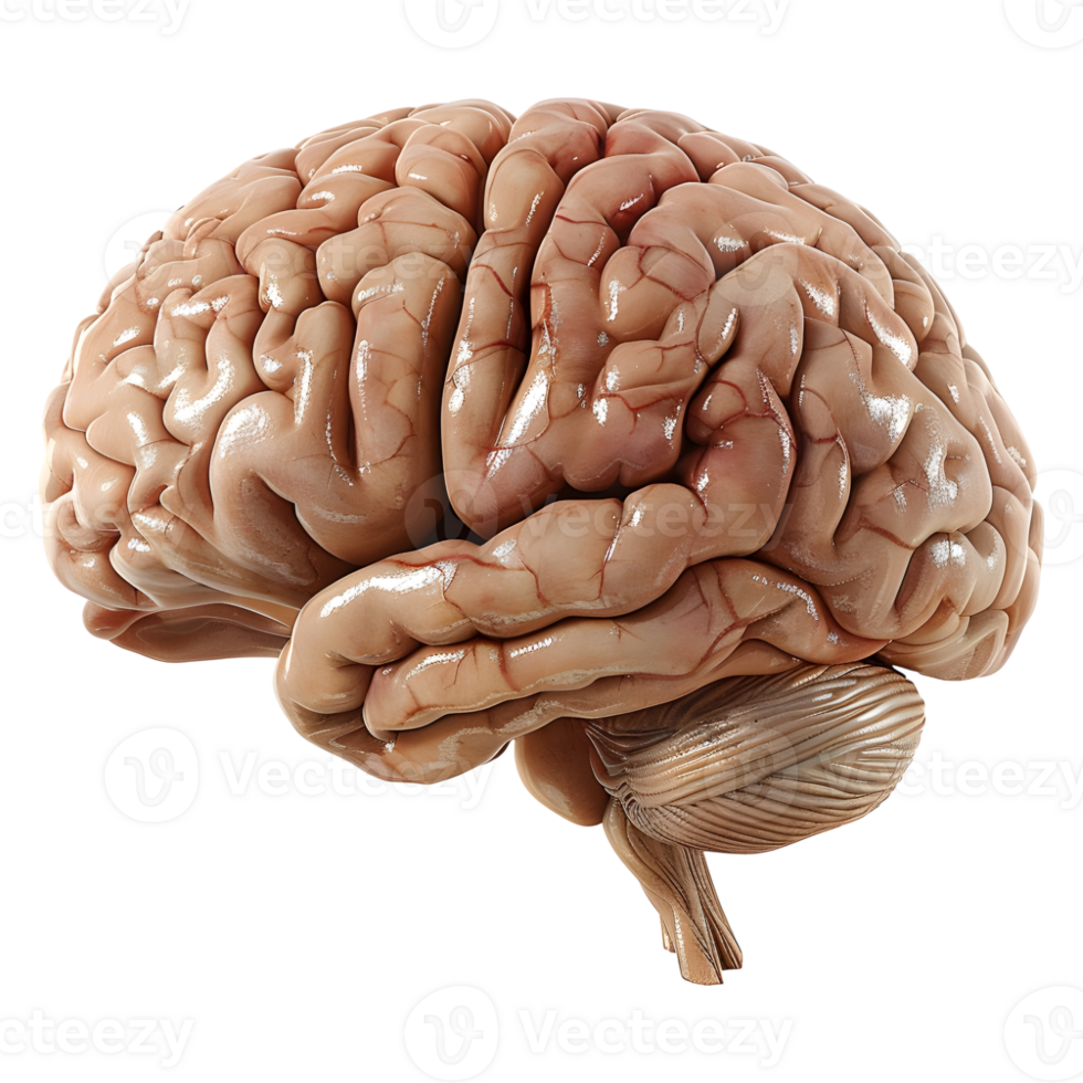 ai generado 3d representación de un humano cerebro en transparente antecedentes - ai generado png