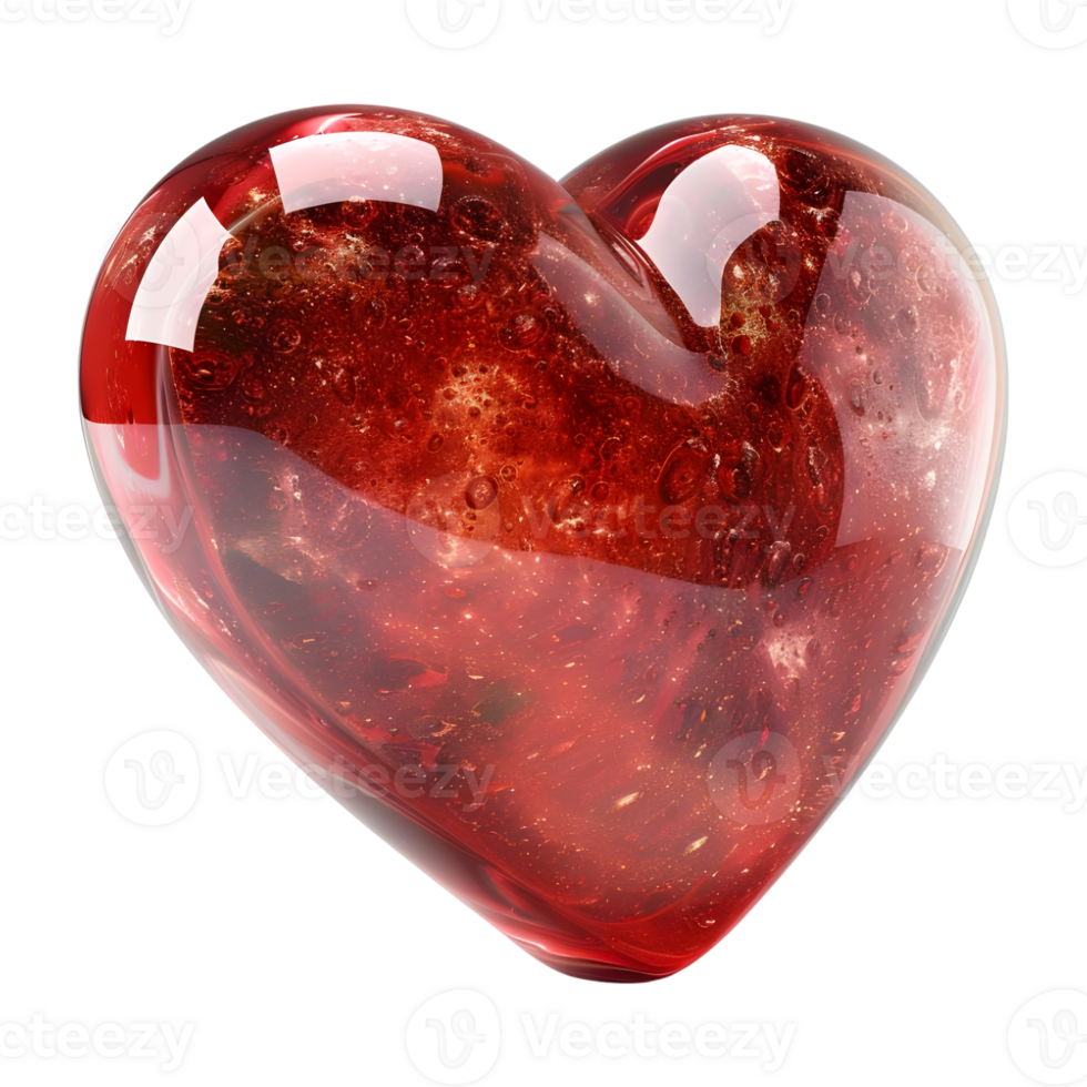 AI generated 3D Rendering of a Red Love Heart on Transparent Background - Ai Generated png