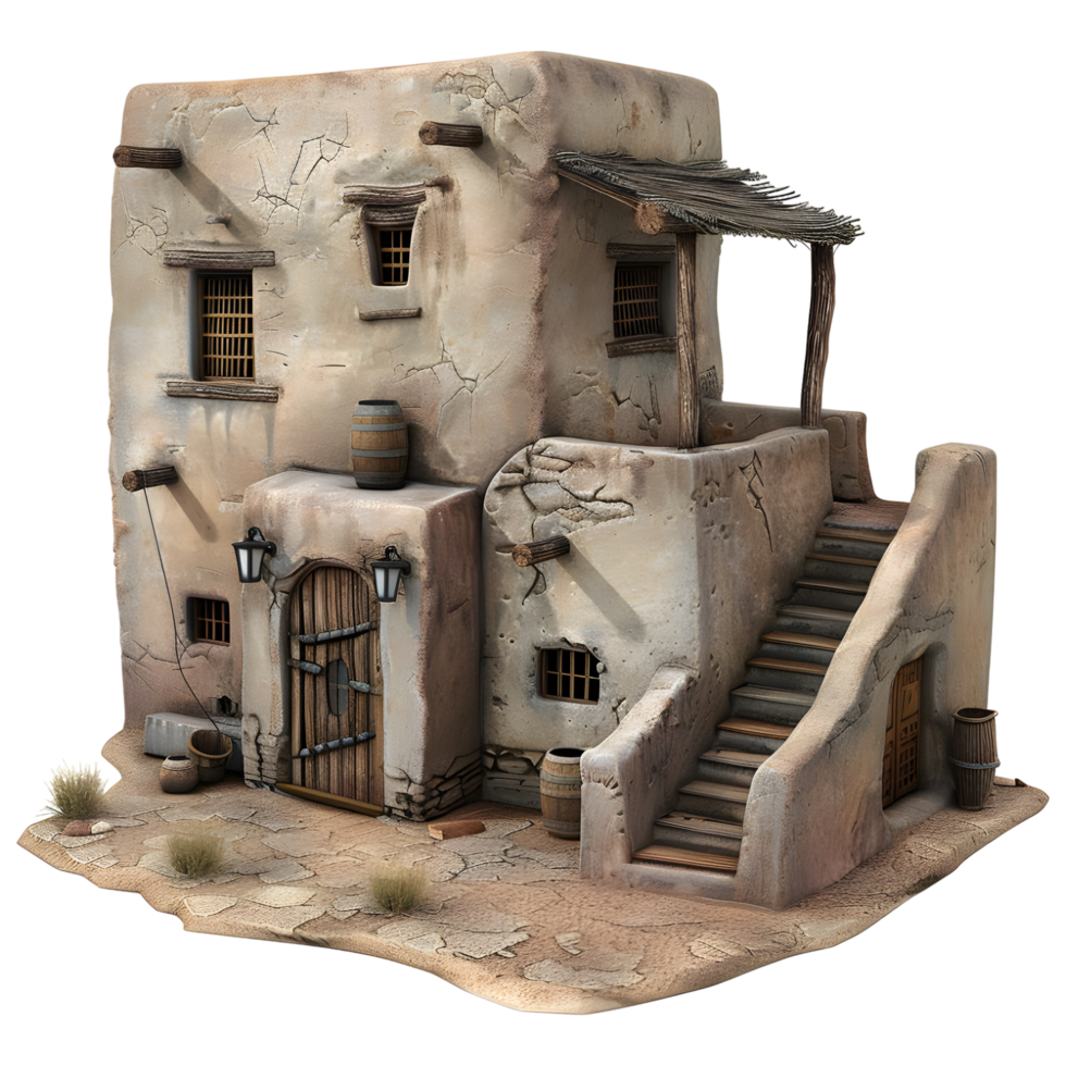 AI generated 3D Rendering of a Vintage House Made With Clay on Transparent Background - Ai Generated png