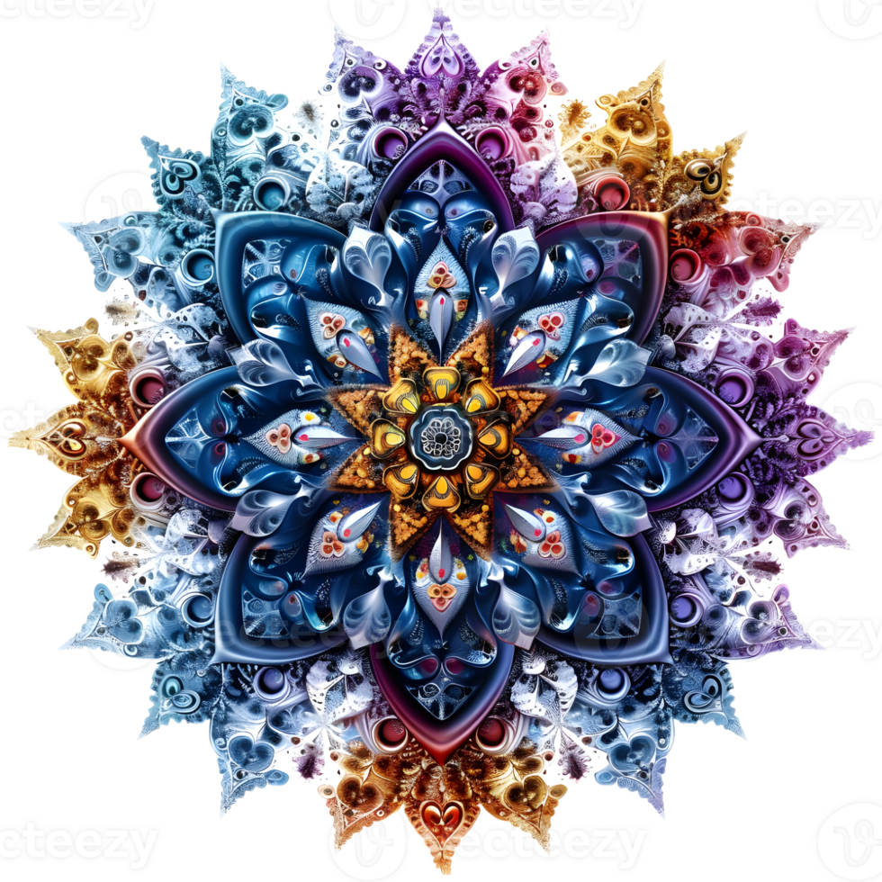 ai gerado 3d Renderização do uma indiano mandala arte elemento em transparente fundo - ai gerado png