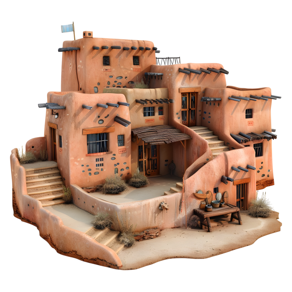 AI generated 3D Rendering of a Vintage House Made With Clay on Transparent Background - Ai Generated png