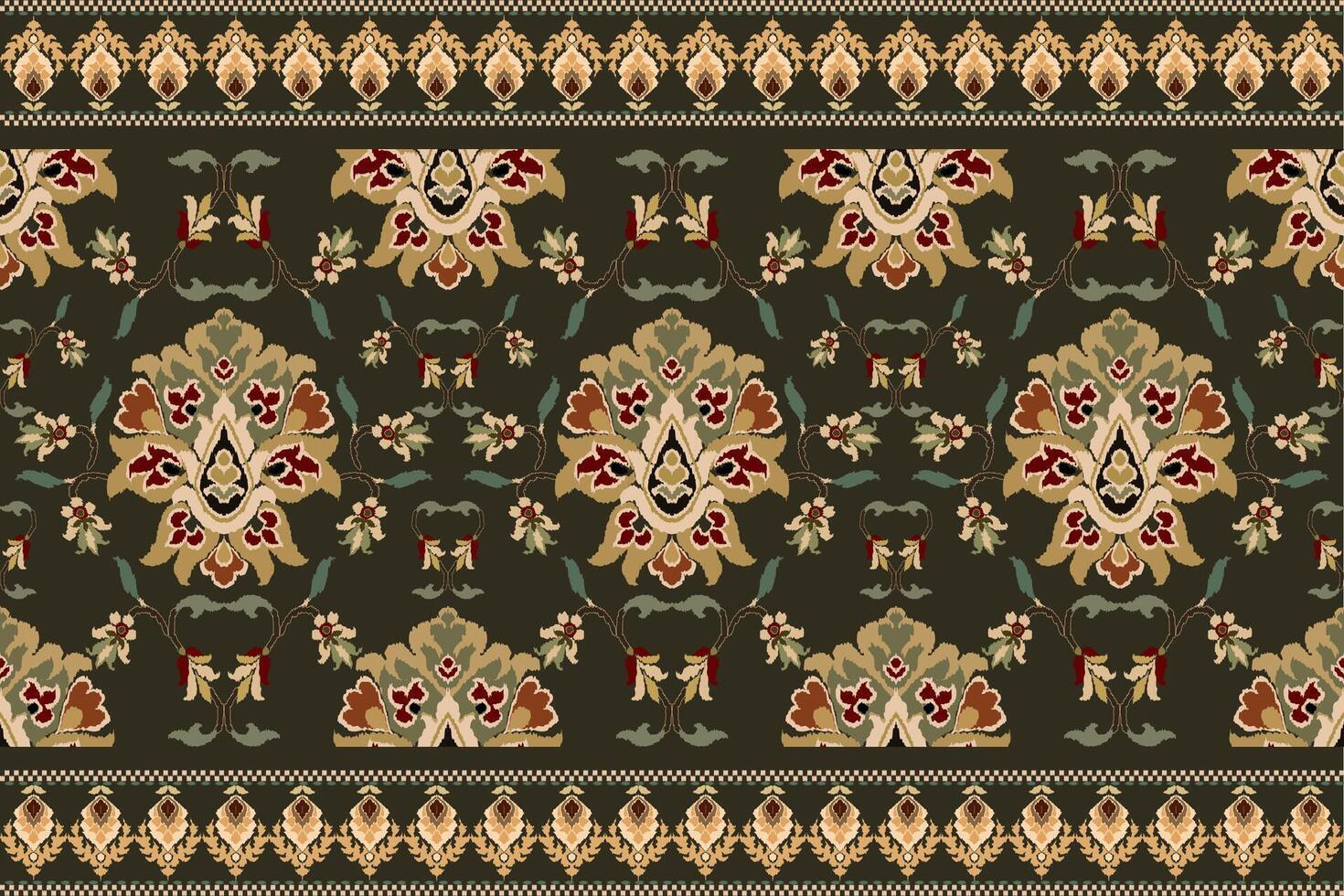 Ikat tribal Indian seamless pattern. Ethnic Aztec fabric carpet mandala ornament native boho chevron textile.Geometric African American oriental traditional vector illustrations. Embroidery style.