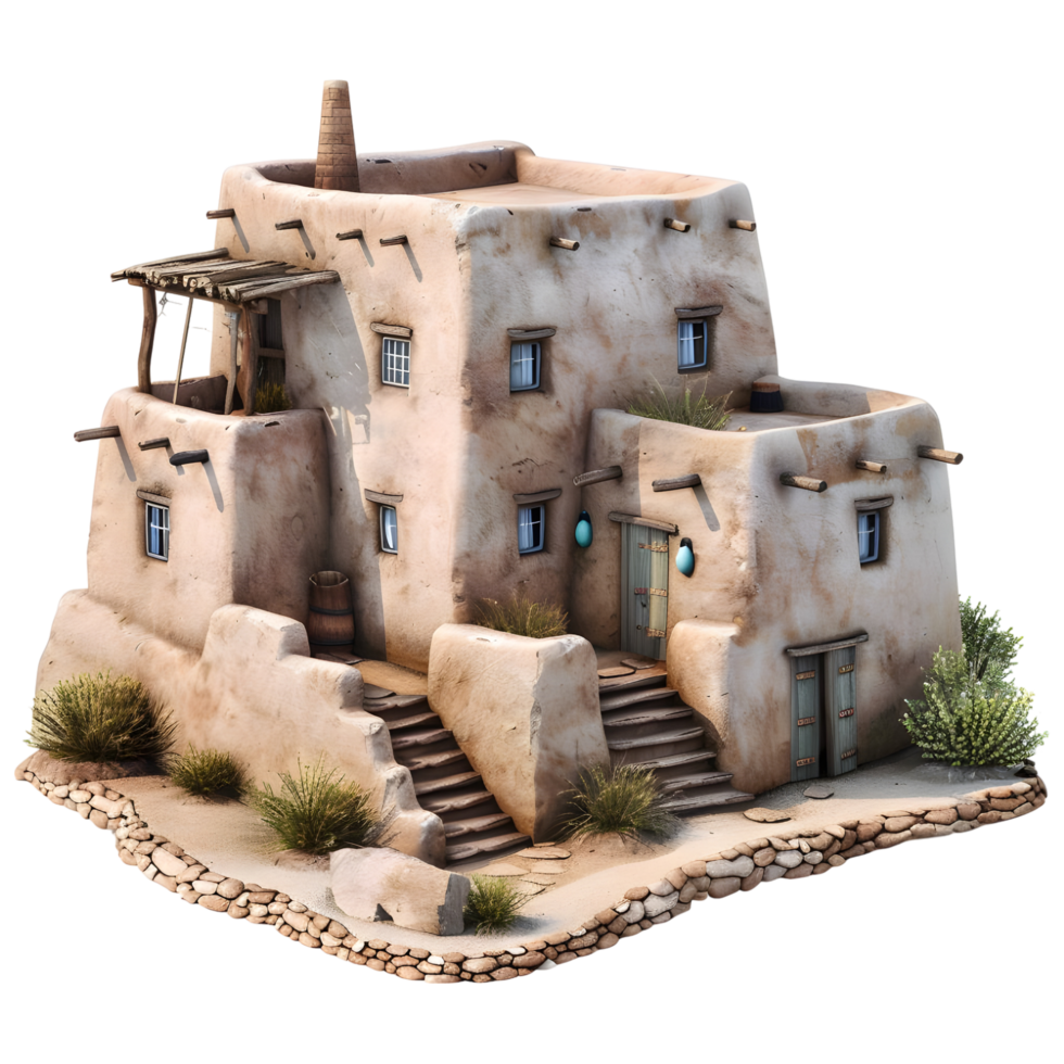 AI generated 3D Rendering of a Vintage House Made With Clay on Transparent Background - Ai Generated png