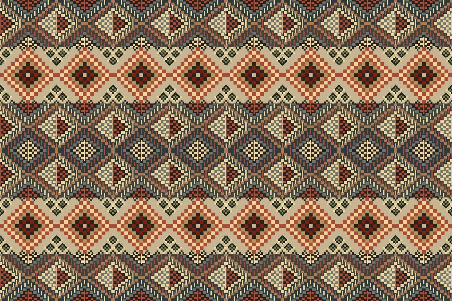 Navajo tribal vector seamless pattern. Native American ornament. Ethnic South Western decor style. Boho geometric ornament. Pixel seamless pattern. Mexican blanket, rug. Woven carpet illustration.