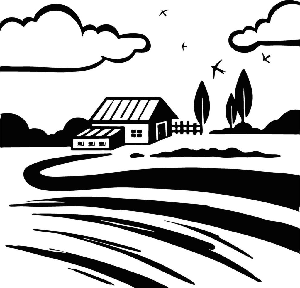 vineyard vector illustration rural landscape. Vector illustration