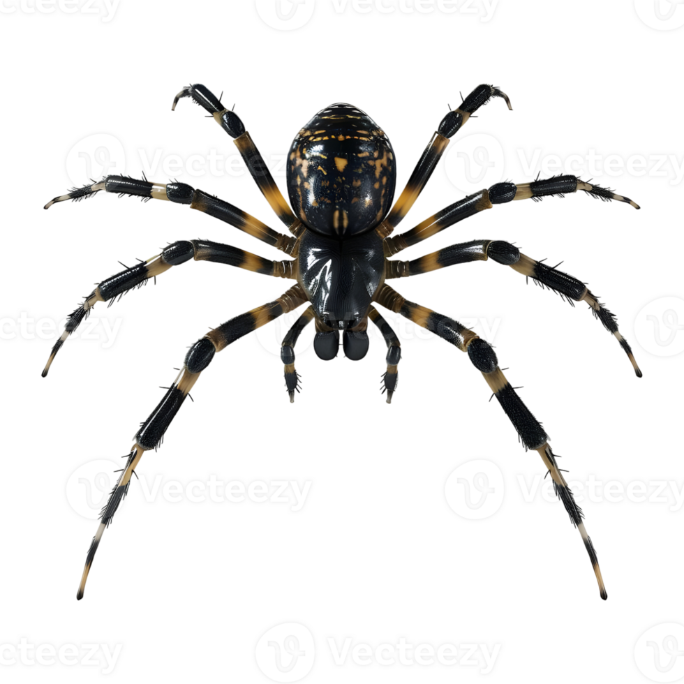 ai generado 3d representación de un negro araña en transparente antecedentes - ai generado png