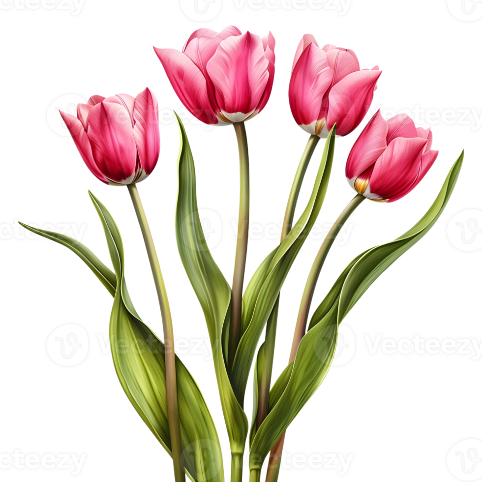 AI generated 3D Rendering of a Pink Tulip Flower on Transparent Background - Ai Generated png