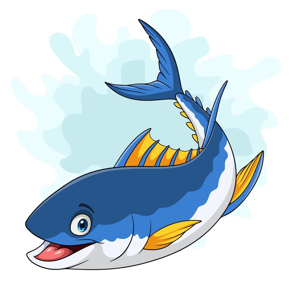 Cartoon tuna fish on white background vector