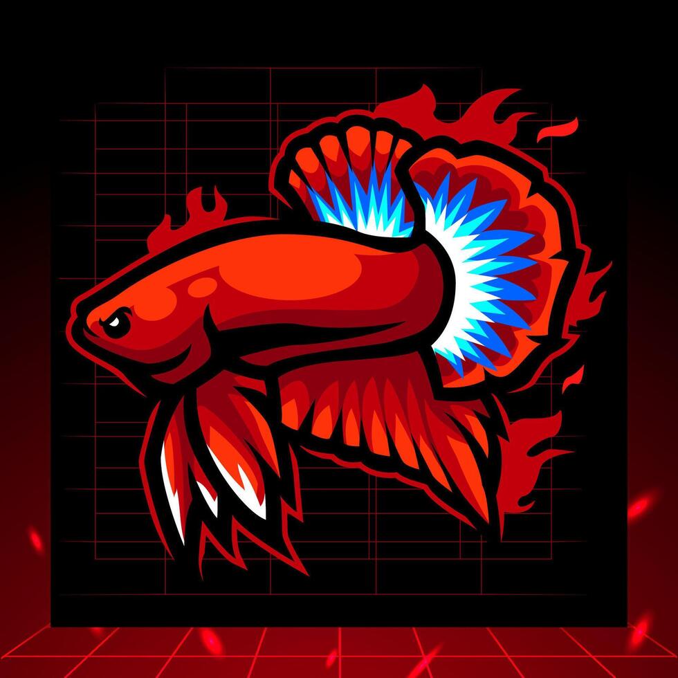 Hell boy betta fish mascot. esport logo design vector