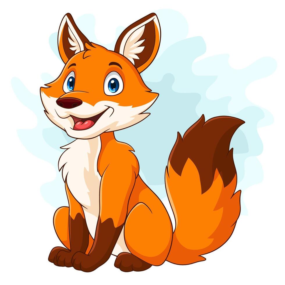Cartoon happy fox isolated on white background vector