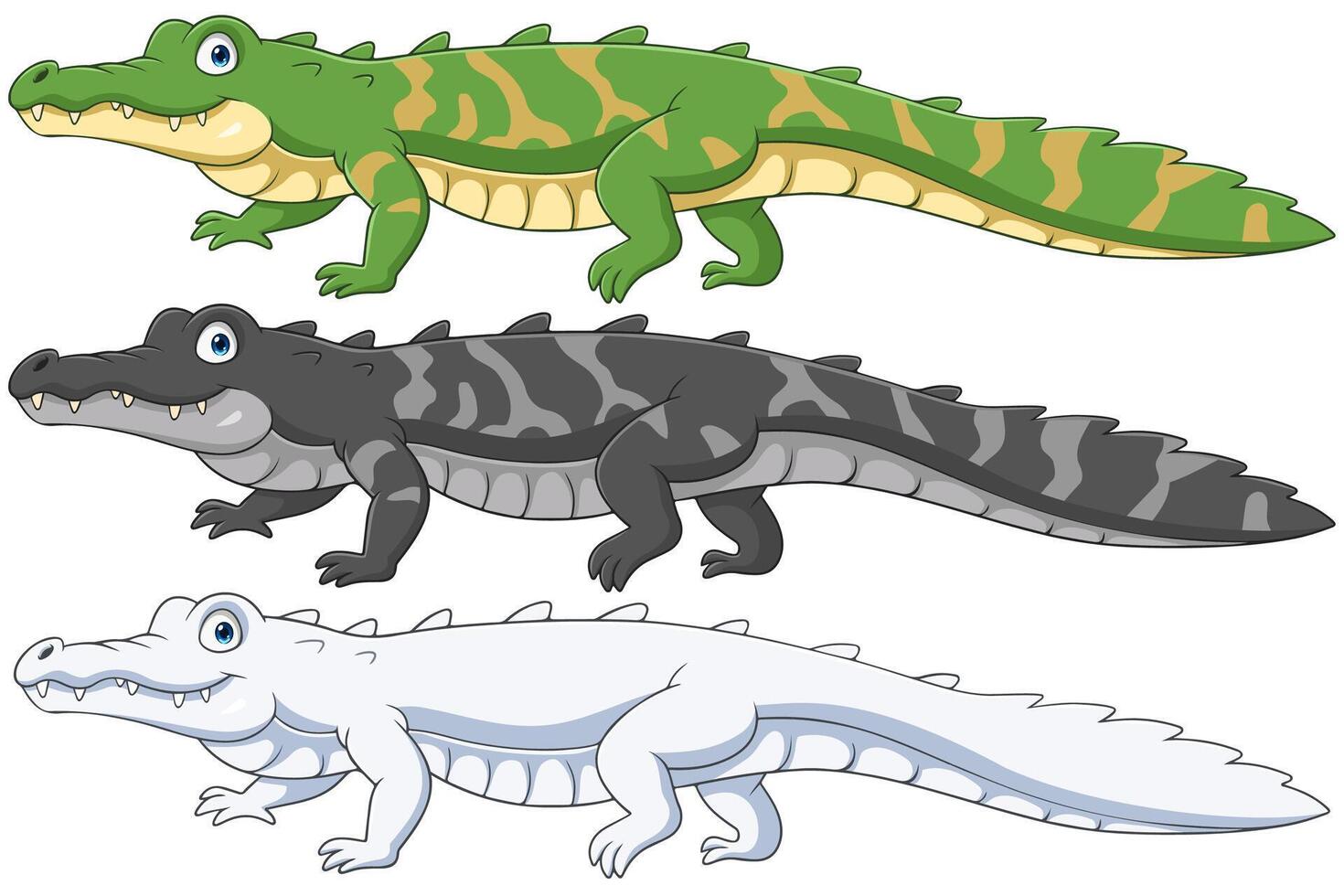 Crocodile collection set on white background vector