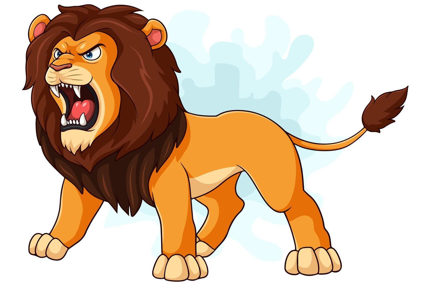 Cartoon lion roaring on white background vector