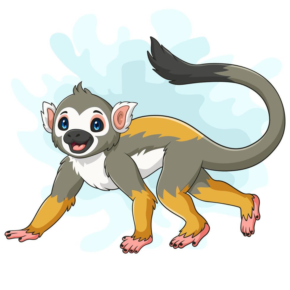 Cartoon squirrel monkey on white background vector