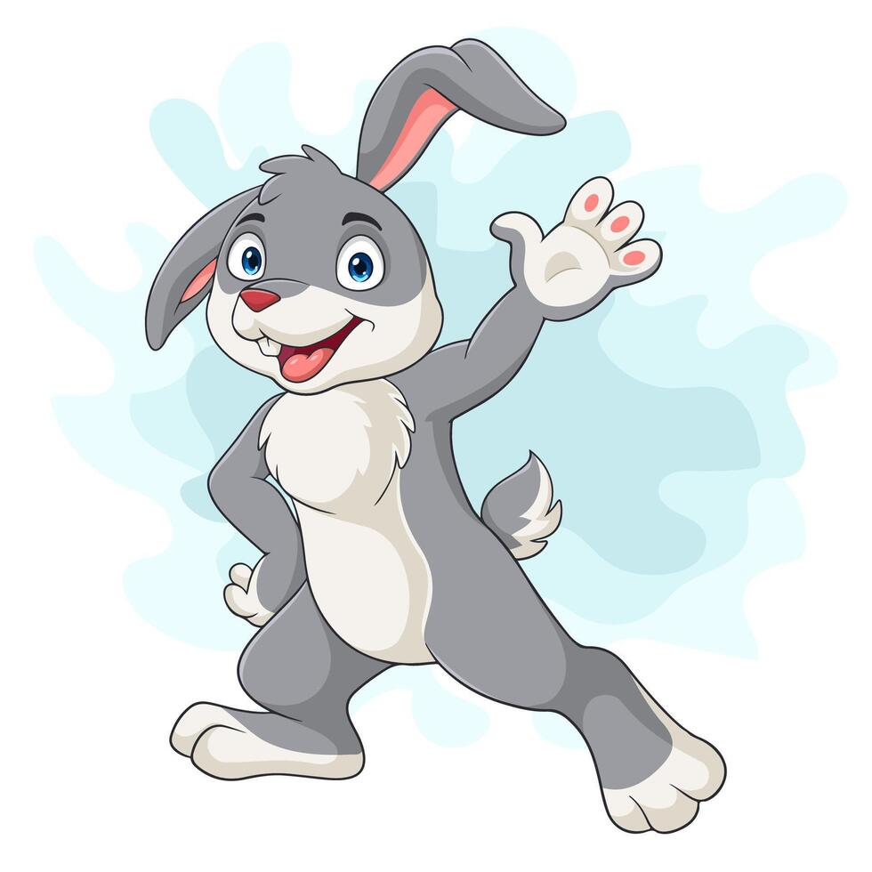 Cartoon cute rabbit posing on white background vector