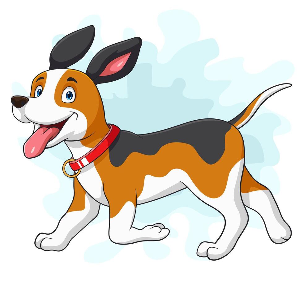 Happy cartoon dog running isolated on white background vector