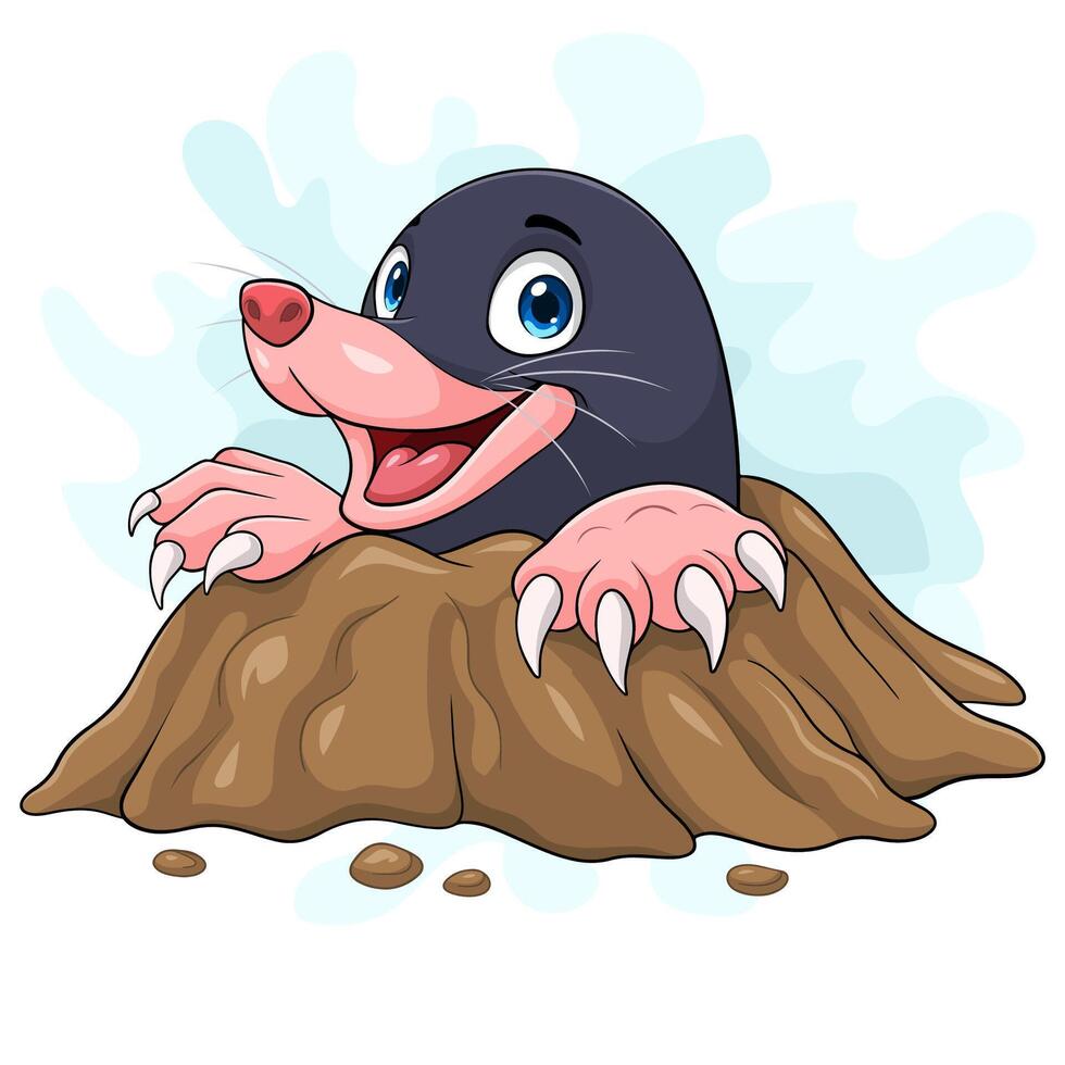 Cartoon mole come out of the hole vector