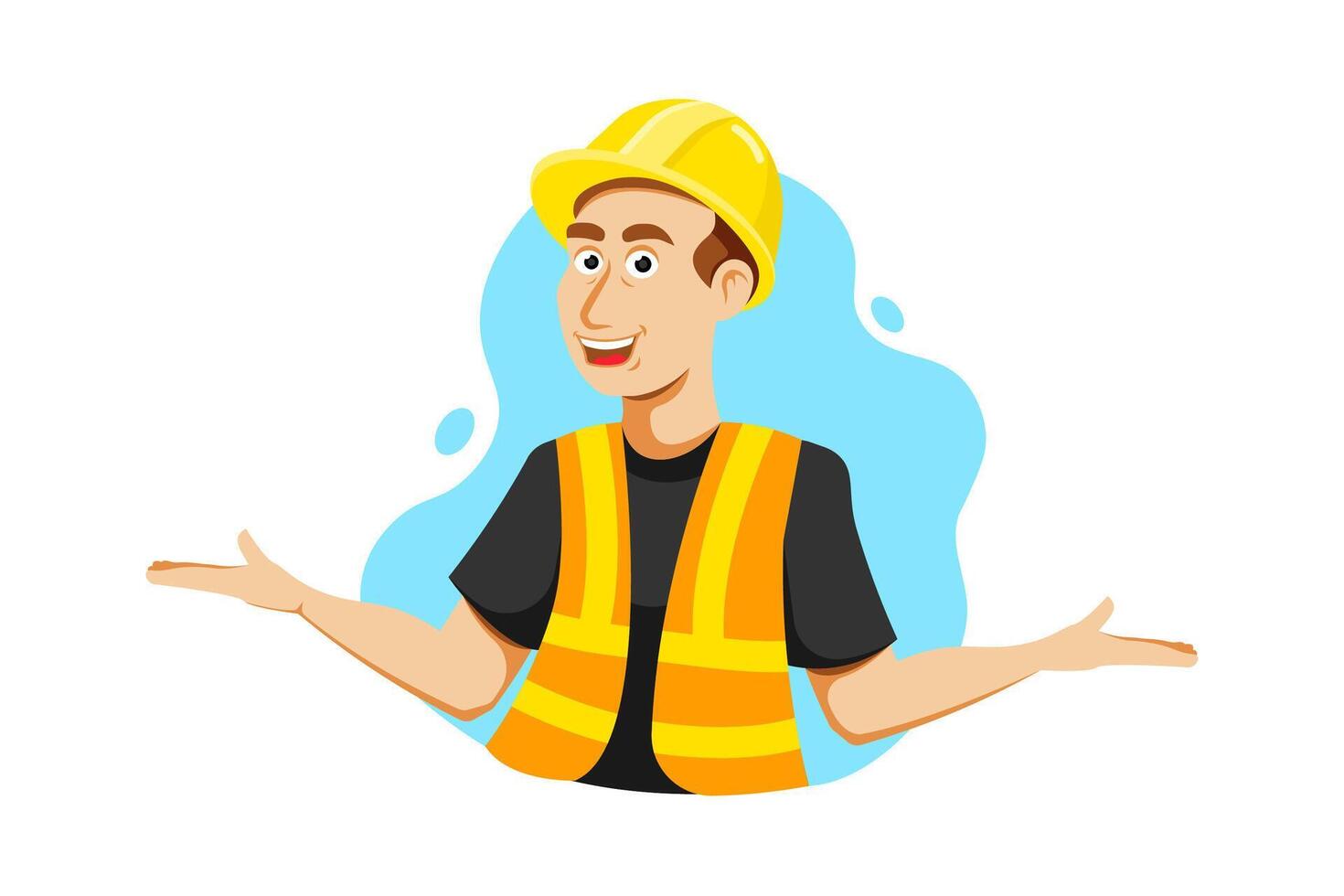 No problem hand sign, Happy technician man cartoon on isolated background, Vector illustration.
