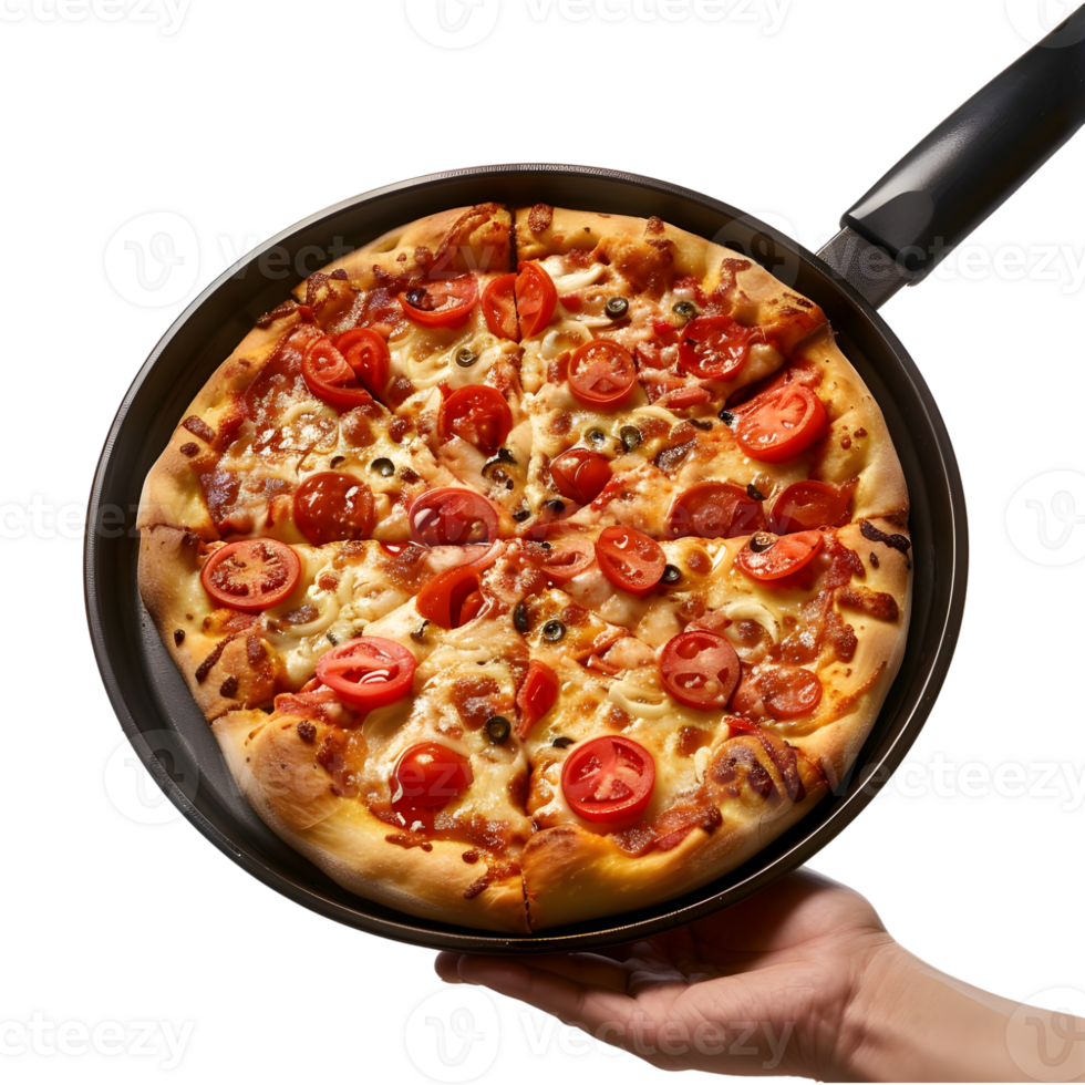 AI generated 3D Rendering of a Pizza in a Pan on Transparent Background - Ai Generated png