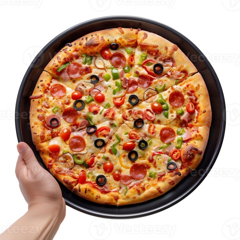 AI generated 3D Rendering of a Pizza in a Pan on Transparent Background - Ai Generated png