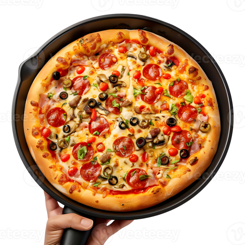 AI generated 3D Rendering of a Pizza in a Pan on Transparent Background - Ai Generated png