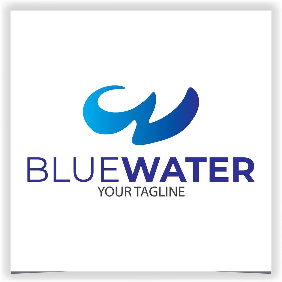 Vector letter w wavy blue logo design template