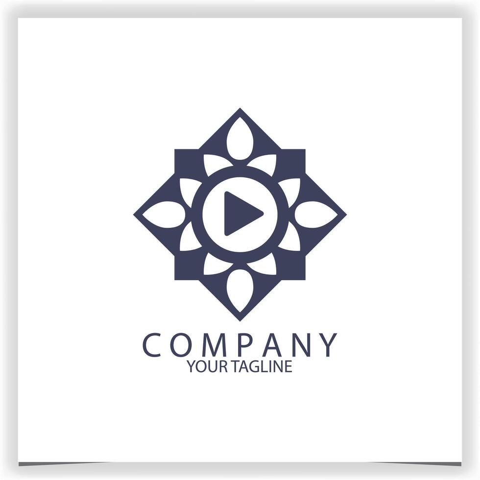 Vector luxury video player logo template design