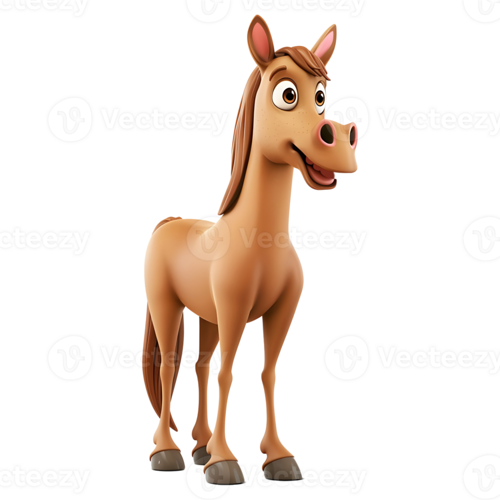 AI generated 3D Rendering of a Cute Horse Standing on Transparent Background - Ai Generated png