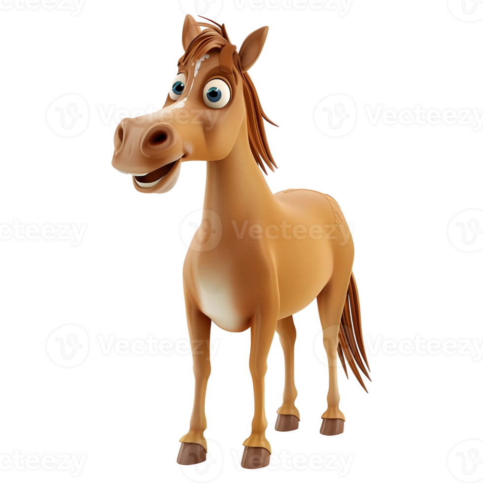 AI generated 3D Rendering of a Cute Horse Standing on Transparent Background - Ai Generated png