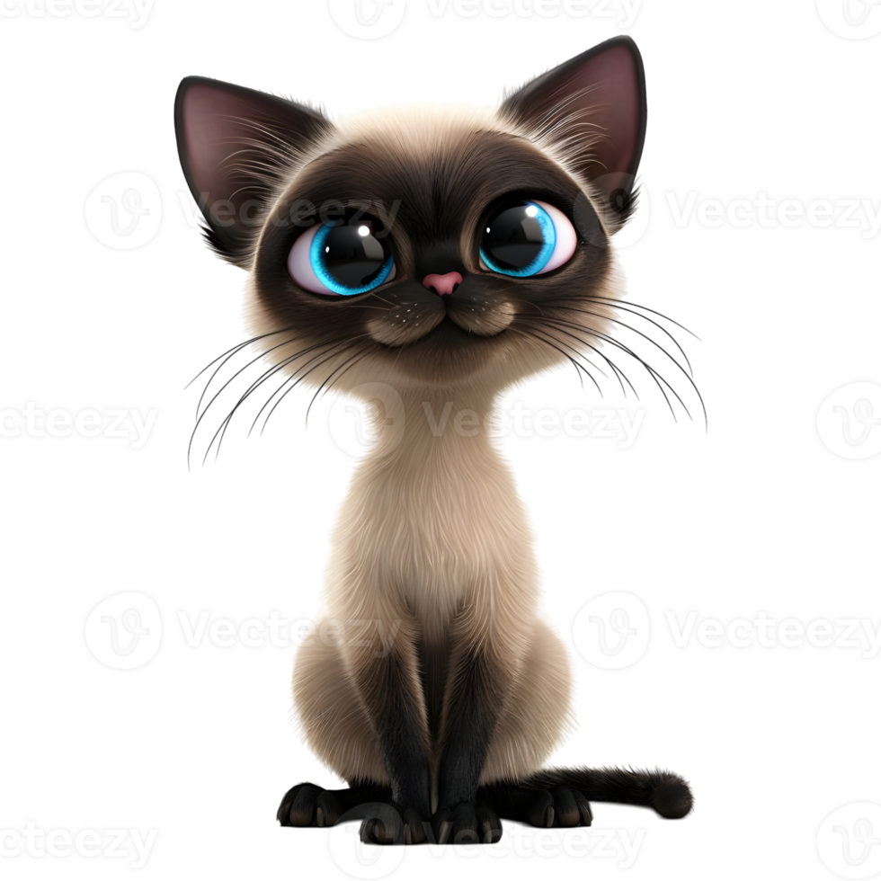 AI generated 3D Rendering of a Cute Cat Standing on Transparent Background - Ai Generated png