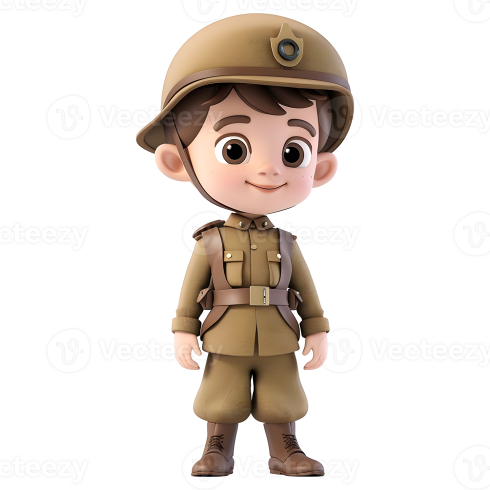 AI generated 3D Rendering of a Cartoon of Army Man with Uniform on Transparent Background - Ai Generated png