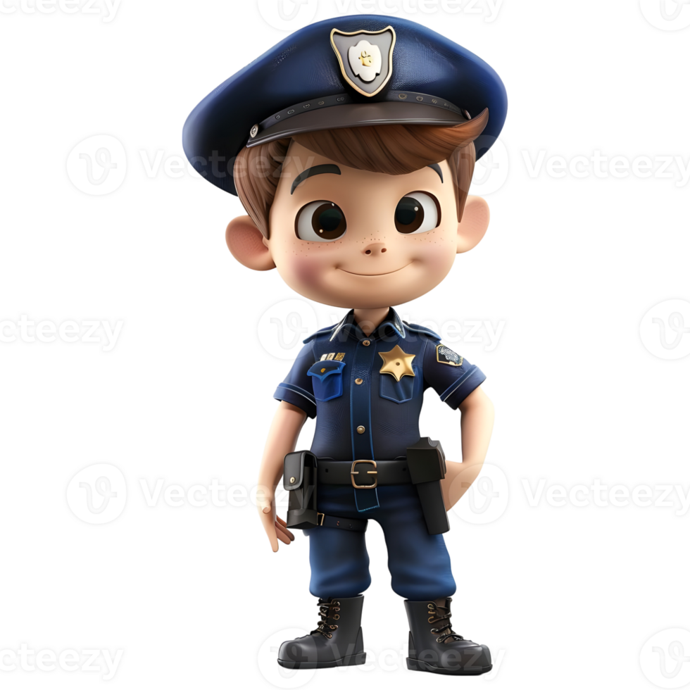 AI generated 3D Rendering of a Cartoon of Police Man with Uniform on Transparent Background - Ai Generated png