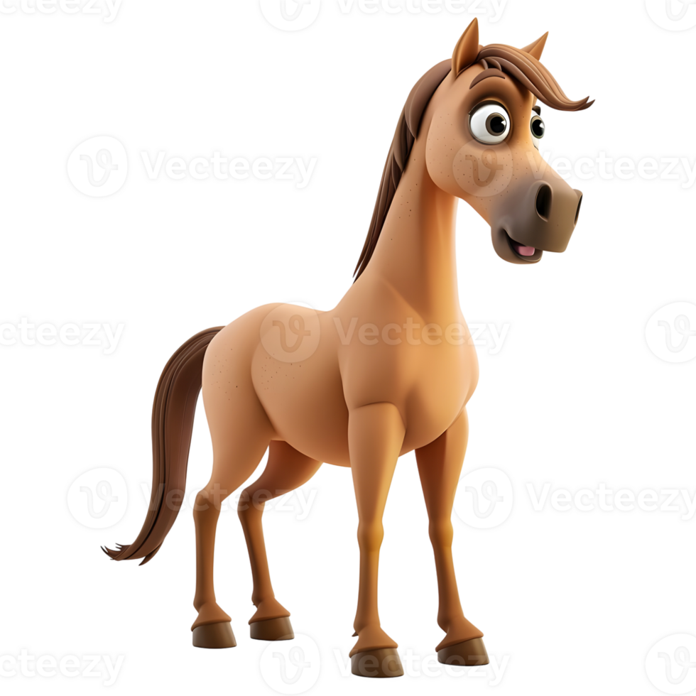 AI generated 3D Rendering of a Cute Horse Standing on Transparent Background - Ai Generated png