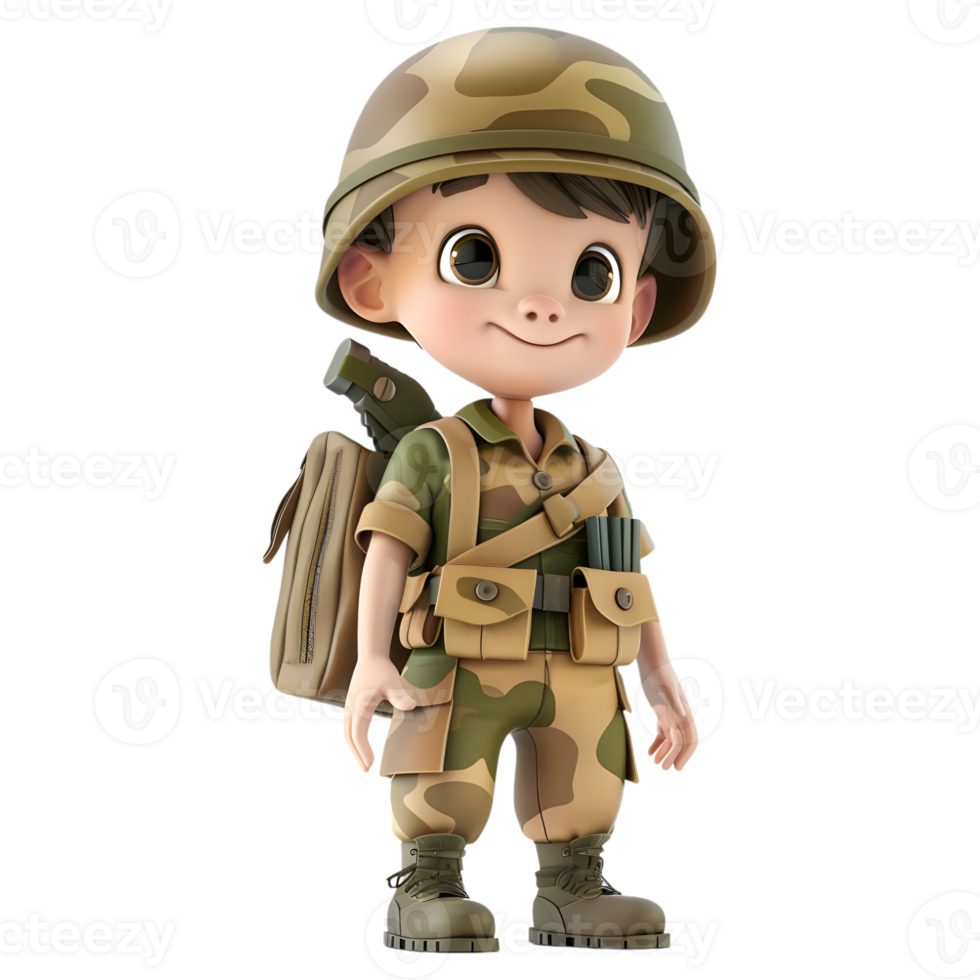 AI generated 3D Rendering of a Cartoon of Army Man with Uniform on Transparent Background - Ai Generated png