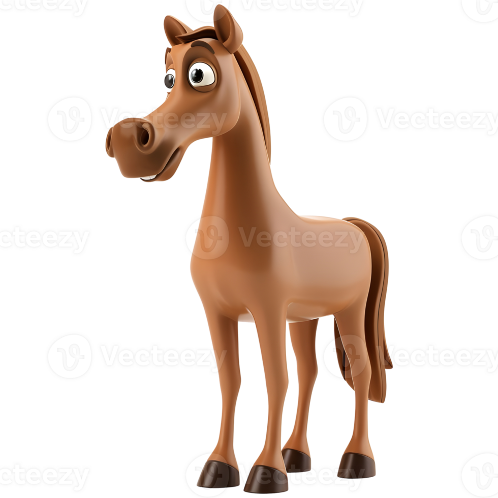 AI generated 3D Rendering of a Cute Horse Standing on Transparent Background - Ai Generated png