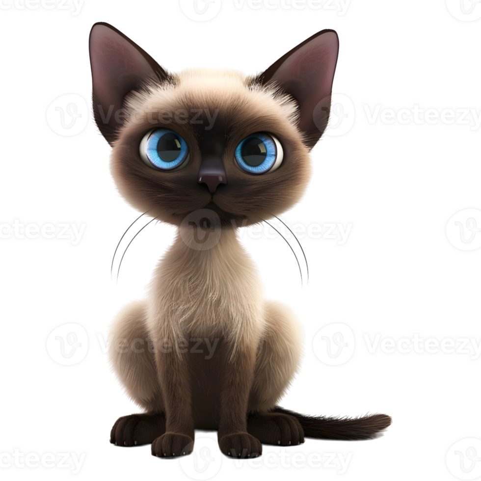 AI generated 3D Rendering of a Cute Cat Standing on Transparent Background - Ai Generated png