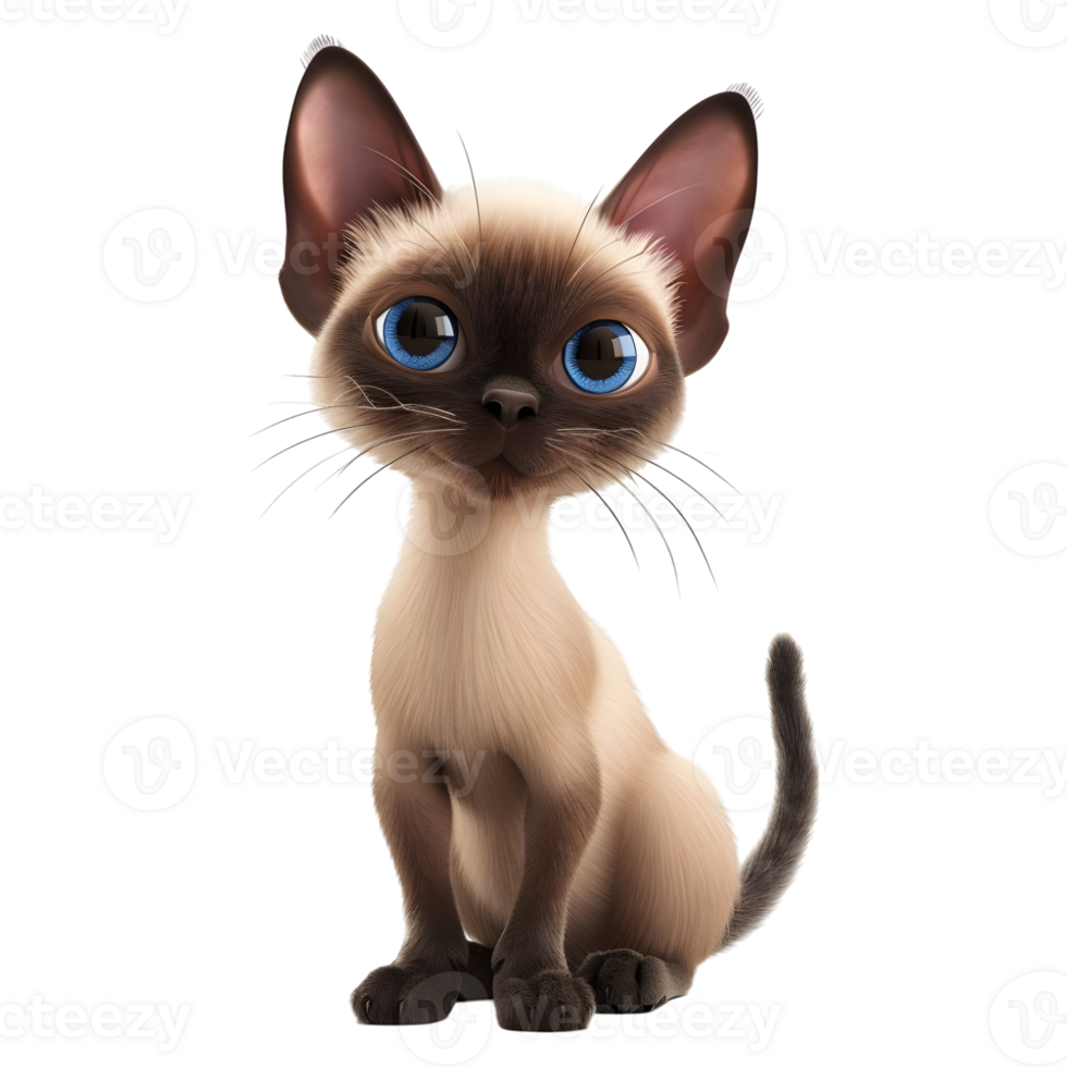 AI generated 3D Rendering of a Cute Cat Standing on Transparent Background - Ai Generated png